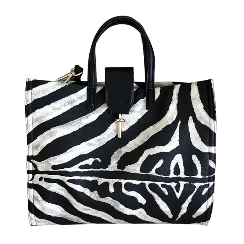 Fashion Zebra Pattern Handbags Big Women Tote Bag High Quality Leather Casual Female Shoulder Bags Large Capacity Messenger Bag