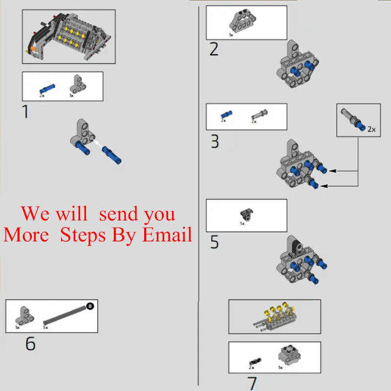 W12 Engine Technology Mechanical GroupEengine V16 Cylinder MOC Brick Assembly Model Building Blocks Compatible with V8 MOC Cars