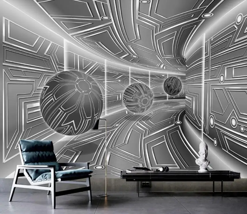 Modern simplicity custom 3D wallpaper Black and white geometric tunnel for living room bedroom photo wallpaper 3d stereoscopic