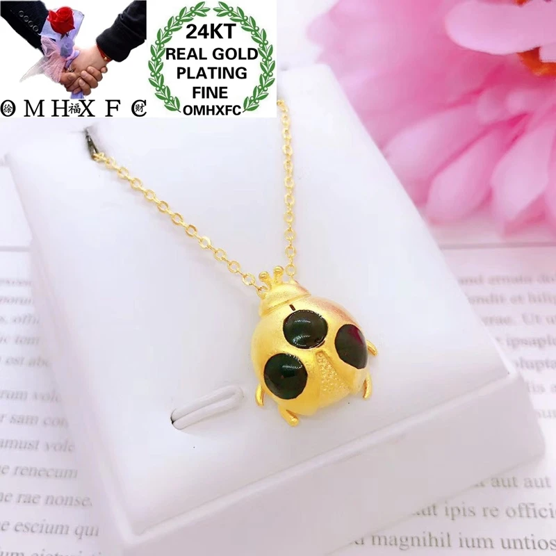 OMHXFC Jewelry Wholesale YM37 European Fashion Hot Fine Woman Girl Party Birthday Wedding Gift Scarab 24KT Gold Pendant Charm