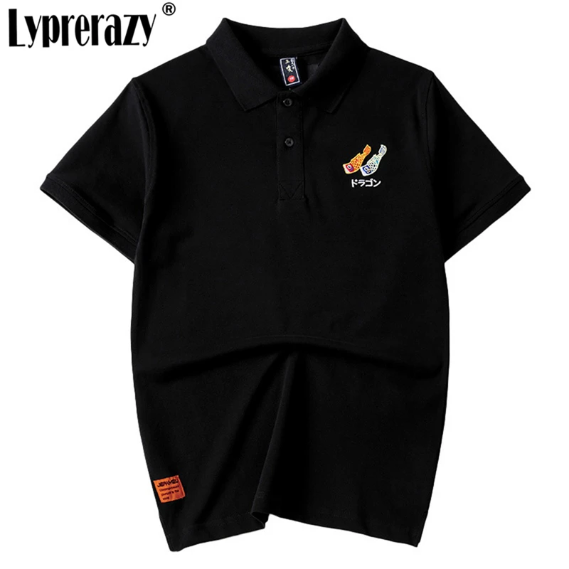 

Lyprerazy Carp Embroidery Men's Polo Shirt Short Sleeve Casual Streetwear Lapel Loose Tops Male Brand Clothing