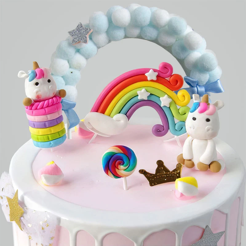 

Rainbow Cake Toppers Unicorn Cloud Egg Balloon Cake Flag Decor Kid Birthday Party Cupcake dessert Topper Wedding Unicorn Party