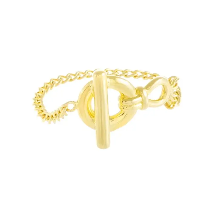 yellow Gold Color Plating Chain Shape RING Unisex Vintage Gothic Chunky Midi Ring Antique Jewelry Accessory