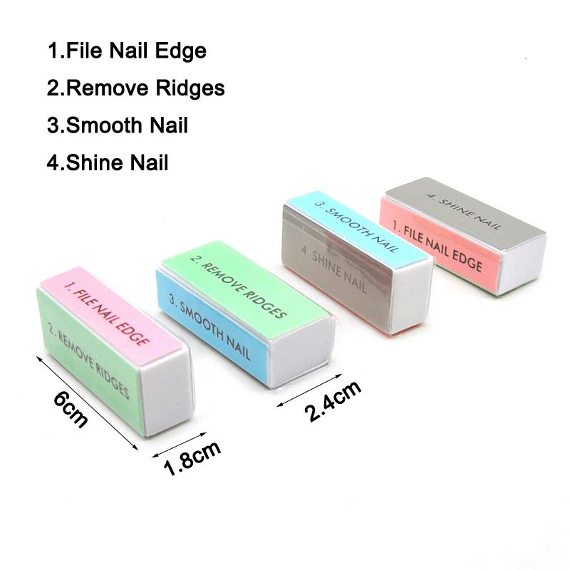 10 Pcs/lot Nail Buffer Sponge Buffing Blok File Kuku 4 Langkah Grinding Polishing Kuku File Manikur Aksesoris Kuku Alat Salon