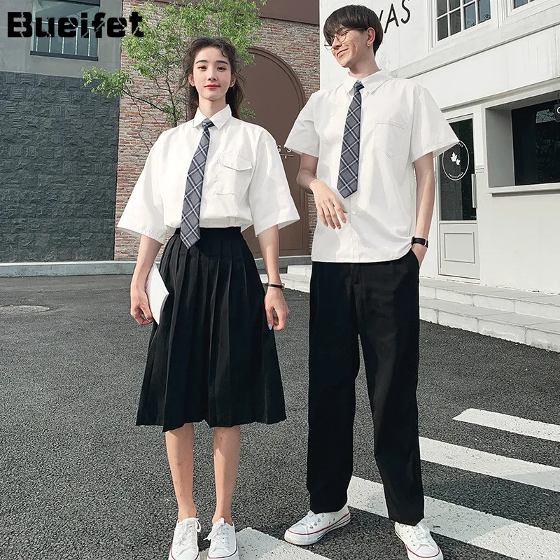 Uniforme escolar coreano para niñas, estudiantes, servicio de clase, uniforme escolar japonés de manga larga para parejas, traje de Cosplay de verano