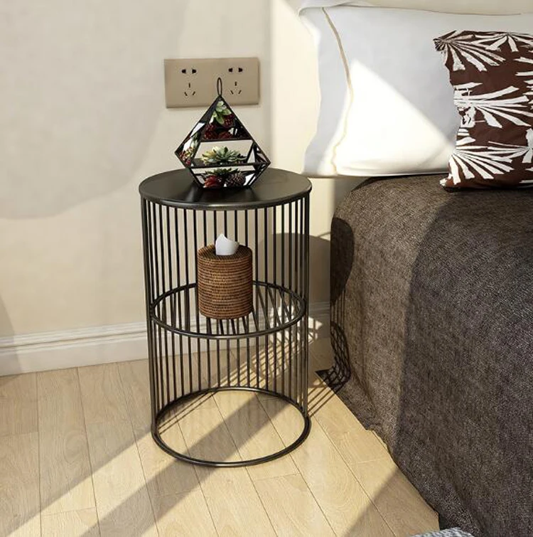 Mesa de centro de hierro dorado Simple, estilo nórdico, sala de estar, cama minimalista, mesa pequeña de mármol, sofá, mesa con estante de