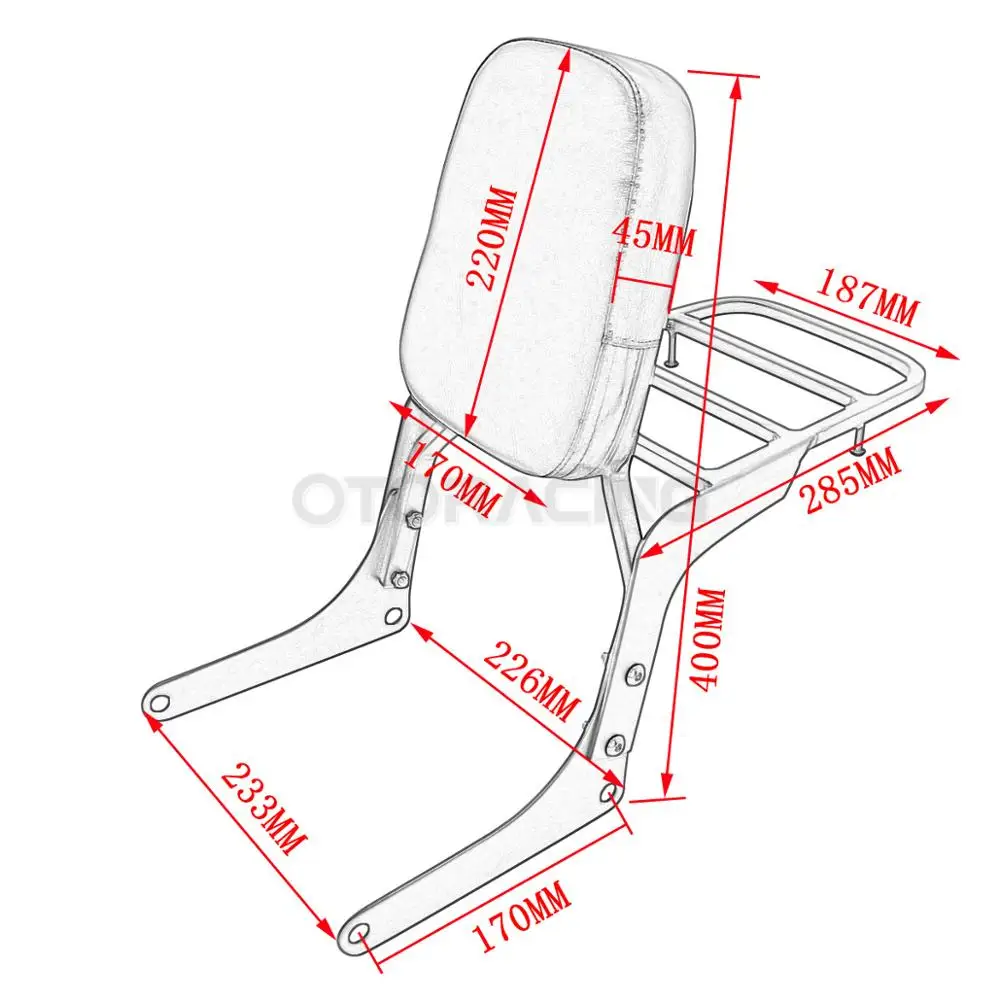 Motorcycle Black /Chrome Passenger Backrest Sissy Bar with Rear Luggage Rack For Honda Rebel 250 CA250 CMX250 CMX250C