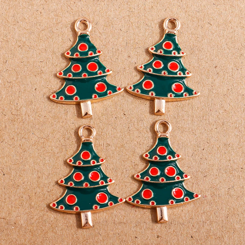 10 Stück Mix süße Emaille-Weihnachtsanhänger für die Schmuckherstellung, Weihnachtsbaum, Hirschglocke, Charms-Anhänger für Halsketten, Ohrringe, Geschenke – Detail 27