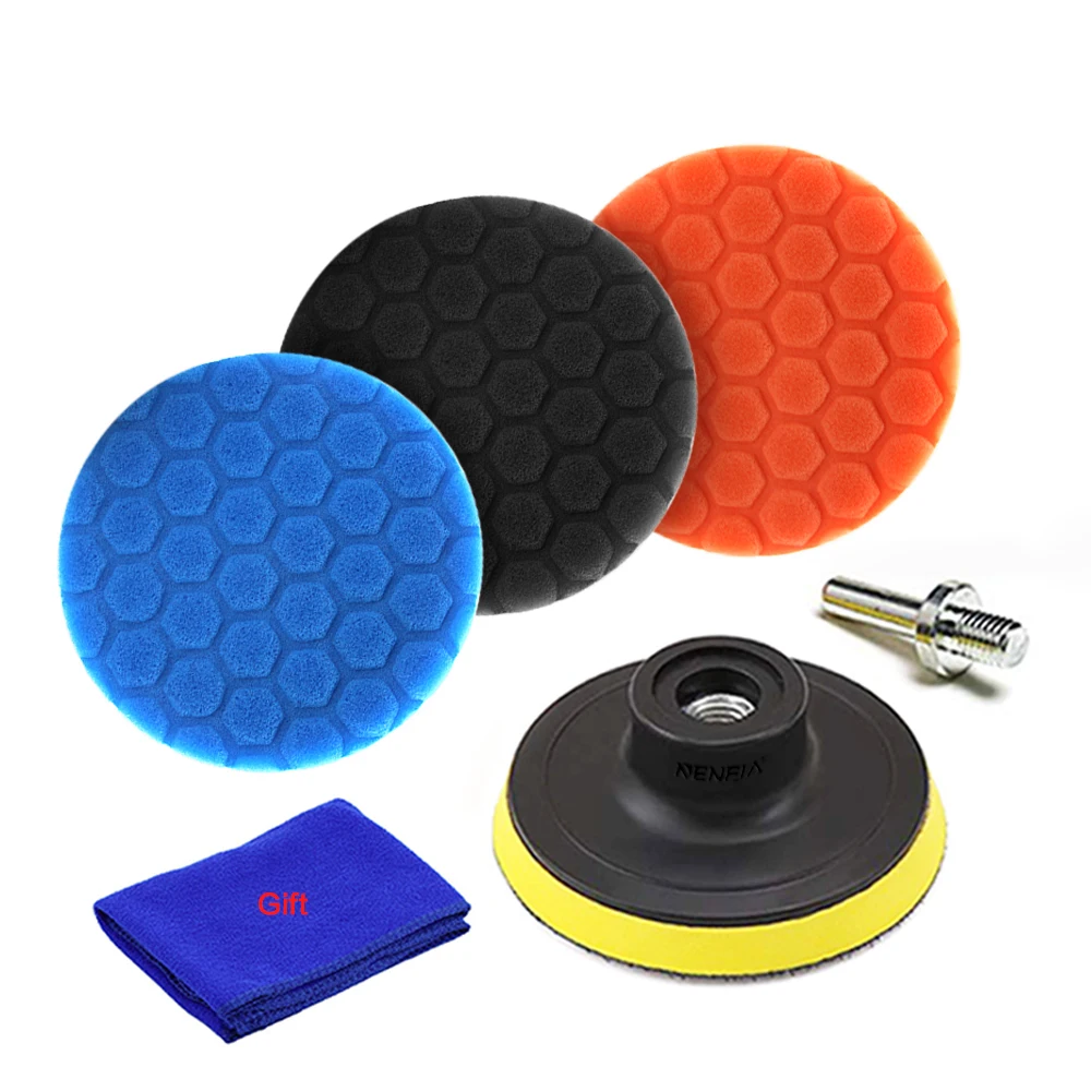 Hexagonal Polished Pads Polishing Sponge And Car Spraying Disc Kit 3 Pieces 4-5-6 Inch CN