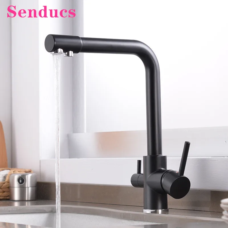 

Filter Kitchen Faucet Senducs Copper Brass Kitchen Mixer Tap Drinking Pure Water Faucets Matte Black Filter Kitchen Mixer Faucet