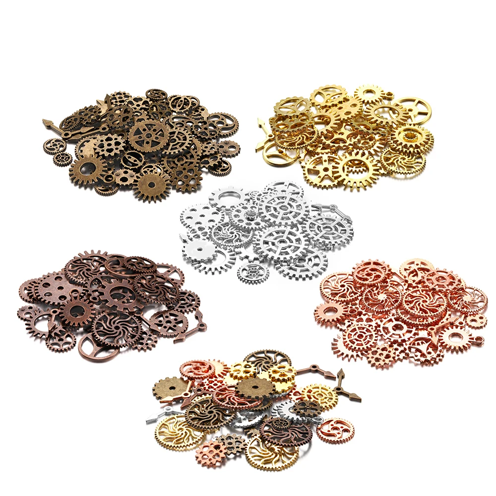 100g/lot Mixed Steampunk Cogs Gear Pointer Clock Filling UV Resin Nail Art For DIY Jewelry Making Resin Epoxy Molds Accessories