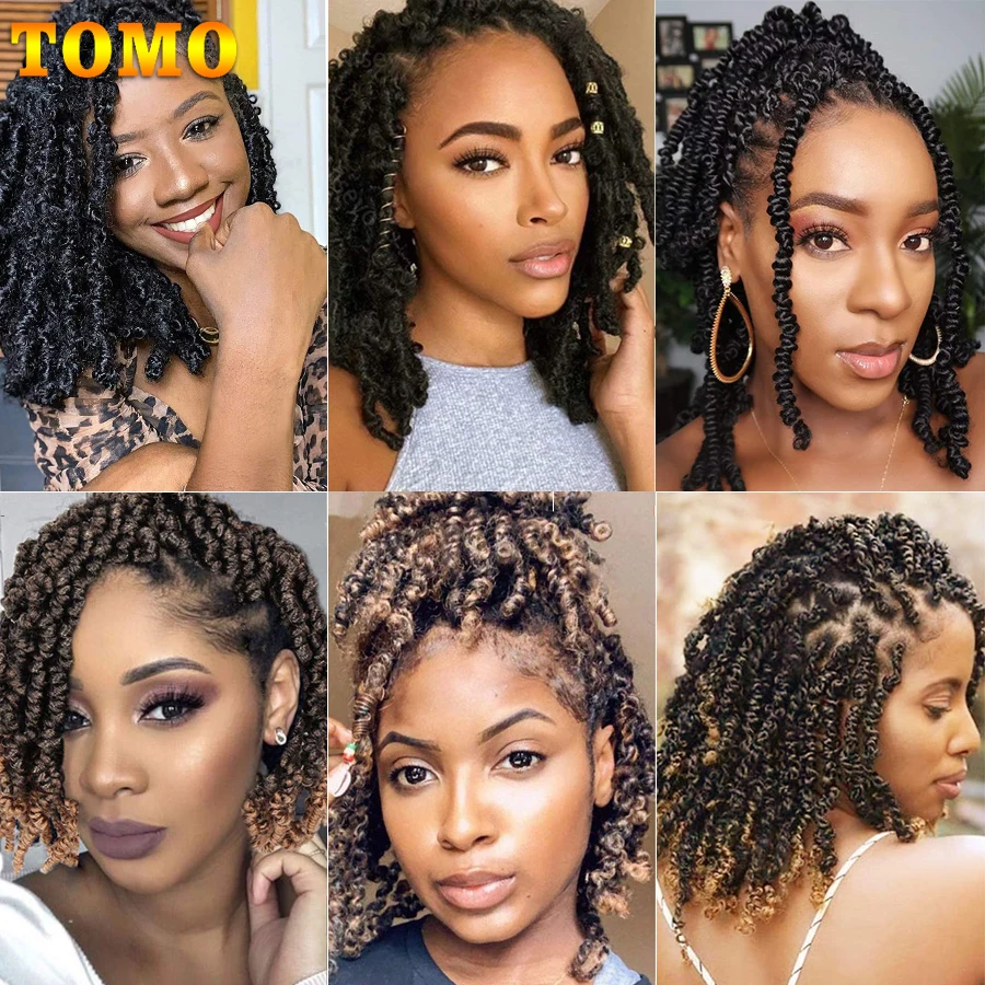 TOMO 8Inch Bomb Twist Hair Pre-Twisted Passion Twist Crochet Braids Short Curly Synthetic Spring Twist Braiding Hair Extensions