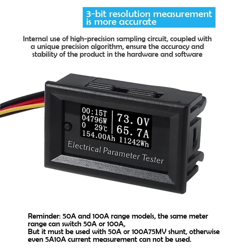 

Multifunctional DC Voltage and Current Meter Digital Display Power Meter Temperature Battery Capacity Test Instrument Head