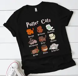 Cute Potter Cats mom Shirt Fashion Unisex tshirt Harajuku Short Sleeve Mama Top Tees O Neck 100% Cotton Mother Casual