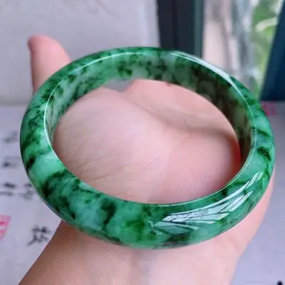 

Natural Burmese jadeite dark green two-tone 54-62mm bracelet, elegant princess jewelry, best gift