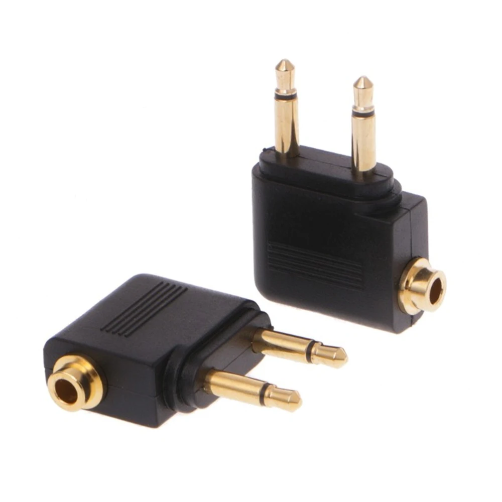 2PCS 3.5mm Airplane Headphone Splitter Mono Audio Converter Travel Jack Plug Adapter