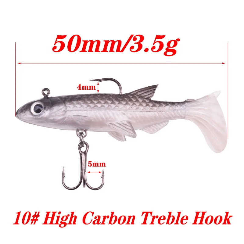 1PCS Small Minnow Silicone Soft Bait 50mm 3.5g Jig Wobblers Shad Spoon Fishing Lure Artificial Leurre With Hooks Bass Carp Pesca