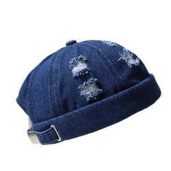 DYLAOPAN 2021 mężczyźni Street Casual Docker Sailor Biker Hat Loop Beanie Brimless Cap moda Unisex dynia Vintage granatowy czapki