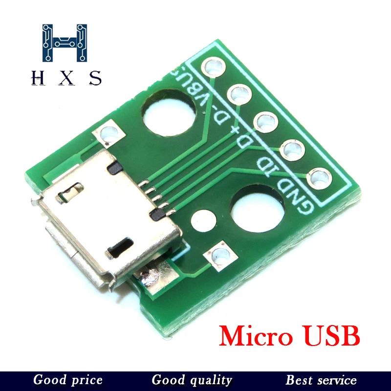 5pcs Mini Micro USB USB A Male USB 2.0 3.0 A Female USB B Connector Interface to 2.54mm DIP PCB Converter Adapter Breakout Board