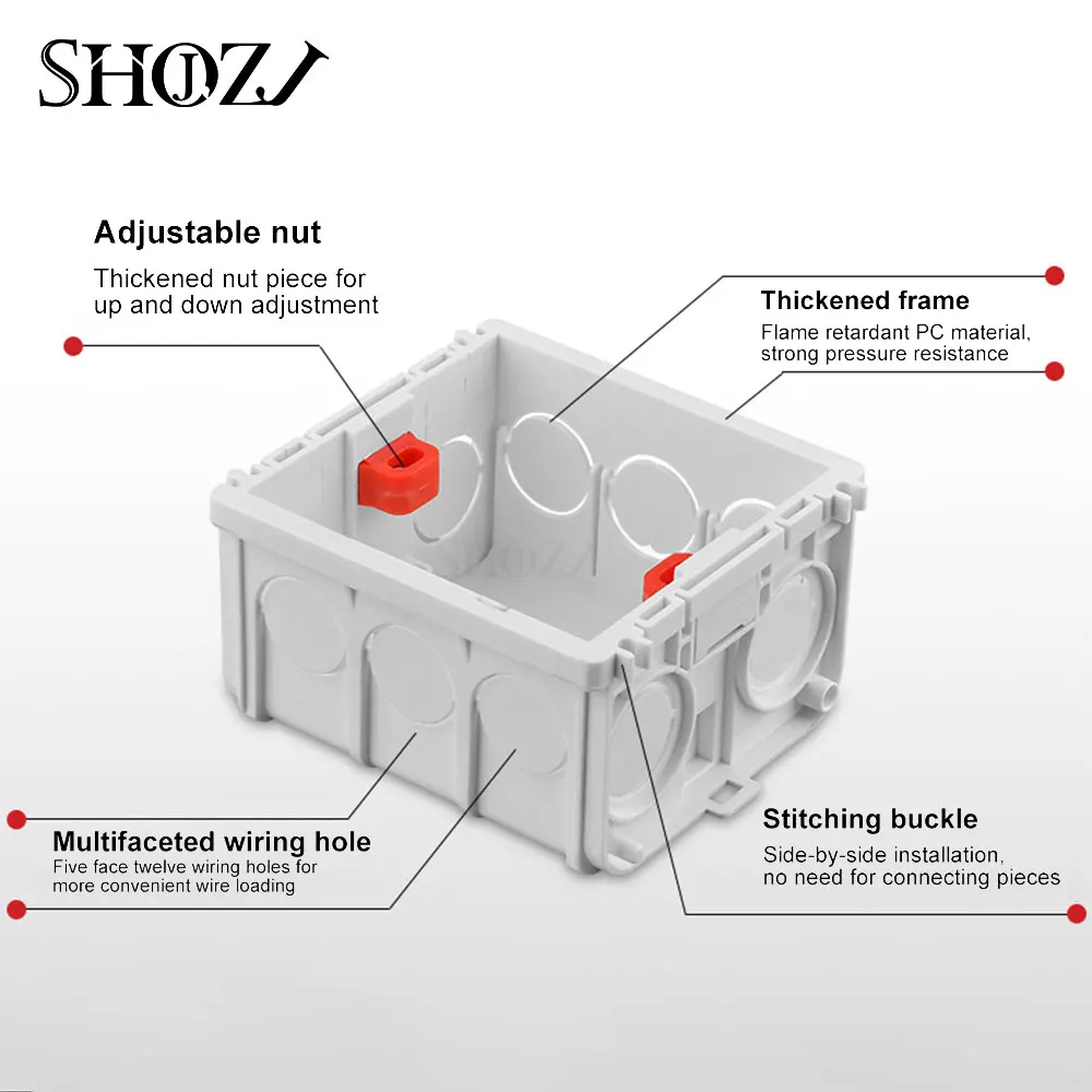 86 inteligentny termostat/gniazdo przełącznika Box, góra Back Box Plasterboad 49mm głębokość przełącznik do montażu ściennego gniazdo ścienne kaseta