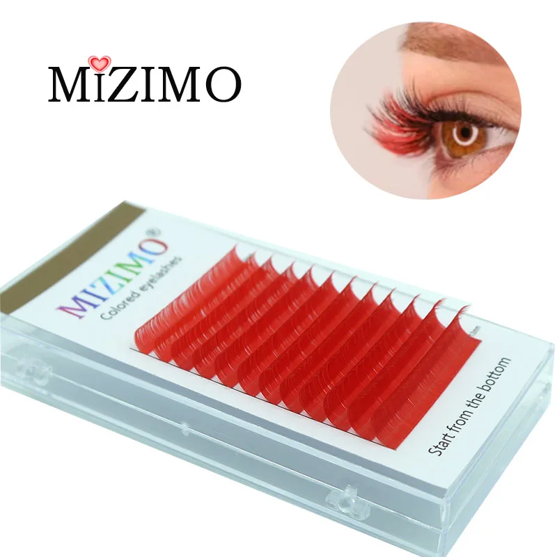 Mizimo new color grafting eyelash 0.07/0.1 8-15mm red blue green white personalized eyelash extension