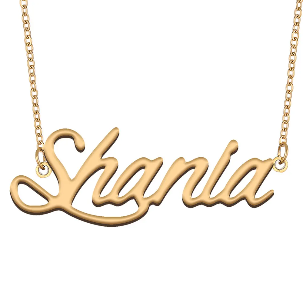 

Shania Name Necklace Women Personalized Stainless Steel Jewelry Gold Plated Nameplate Pendant Femme Mother Girlfriend Gift