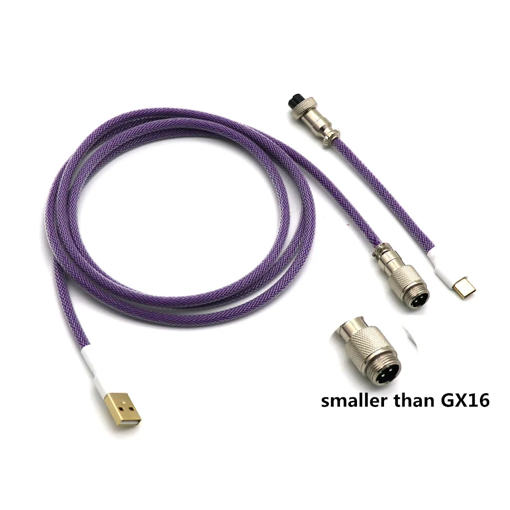 Custom Make PET Double Sleeved USB to Mini 5P Cable for Mechanical Keyboard USB Cable With Colorful GX12 Aviator