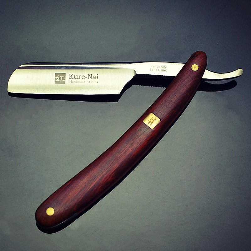 4pcs/Set Barber Shop Manual Razor Shaving Tools Sandalwood Handle S45C Carbon Steel Blade Straight Shaver Razor G1123