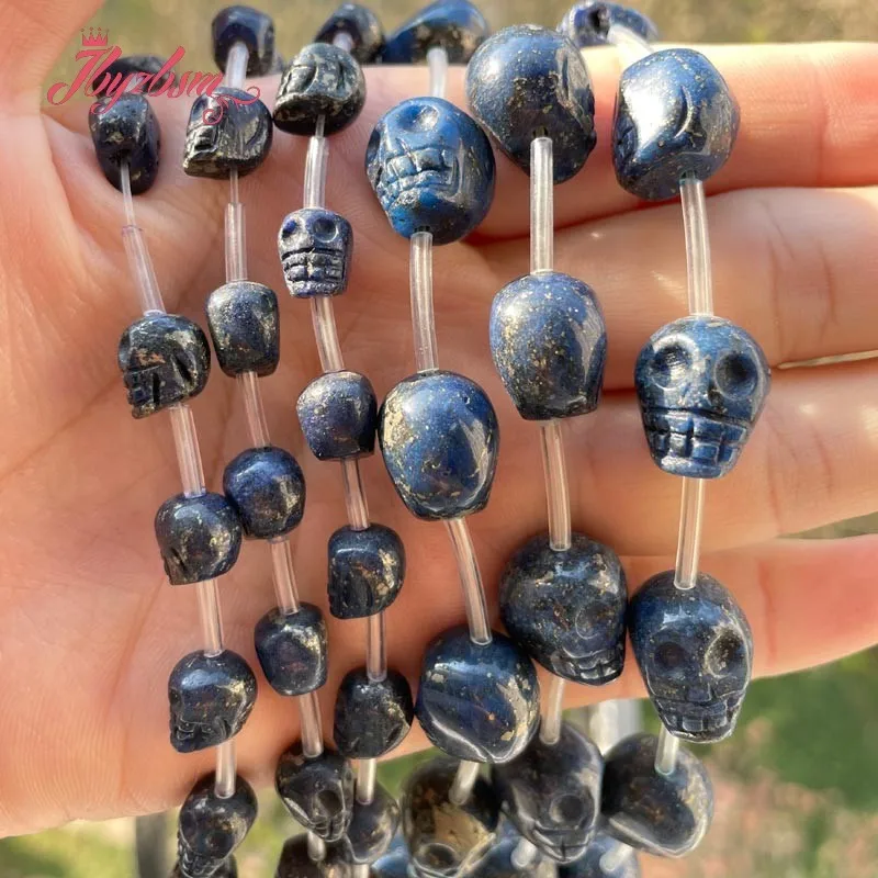 Skull Beads Blue Lazuli Lapis Beads Natural Stone for DIY Accessories Charms Pendant Necklace Bracelet Jewelry Making 15