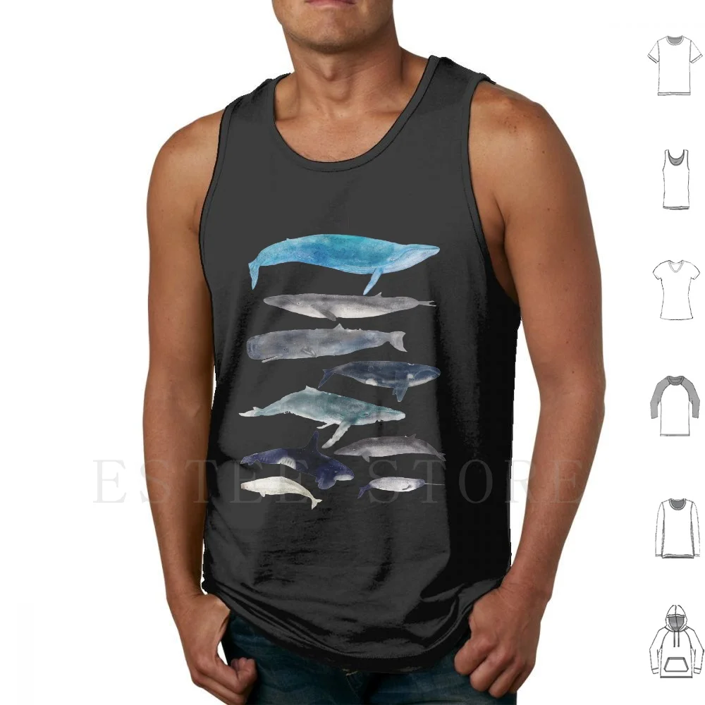 Whales Tank Tops Vest Sleeveless Whales Whale Chart Blue Whale Whales Narwhal Minke Whale Orca Whale Humpback Beluga Whale