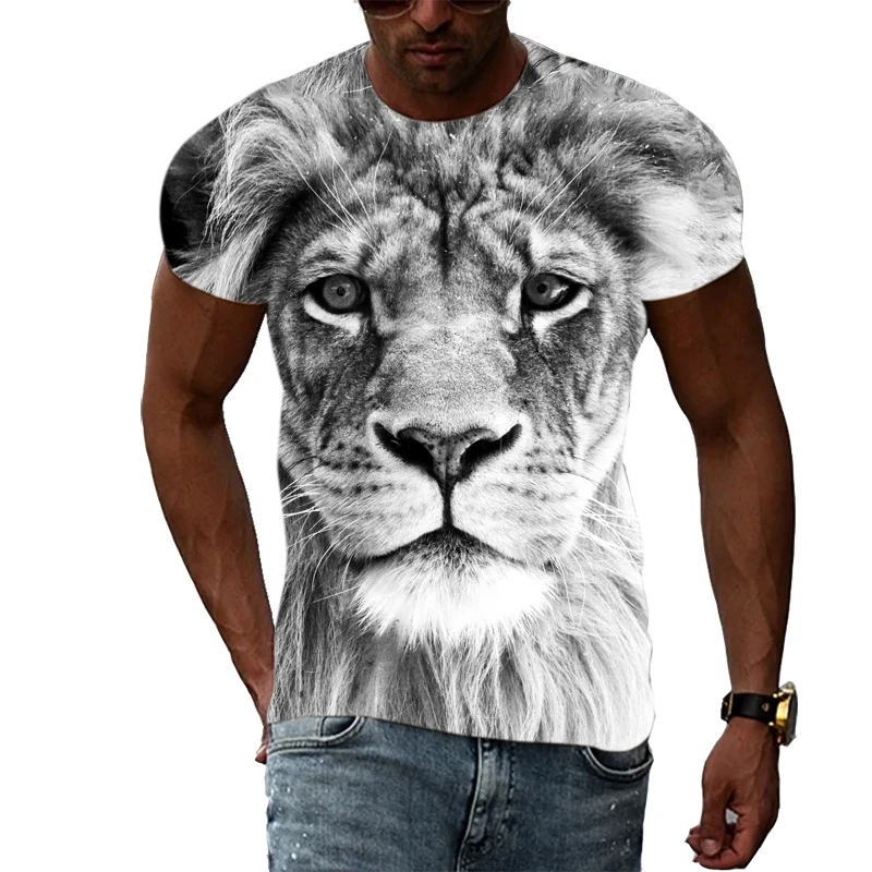 Summer New Creative Lion graphic t shirts Men Fashion Casual Trend Animal Pattern T-shirt harajuku 3D Printing streetwear Tops