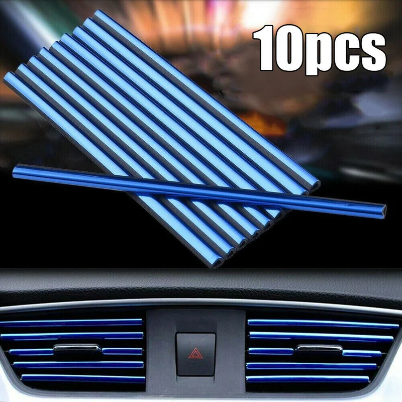 

10PCS 20cm Auto SUV Car Accessories Blue Air Conditioner Outlet Decoration Strips Car Styling Interior Products Universal