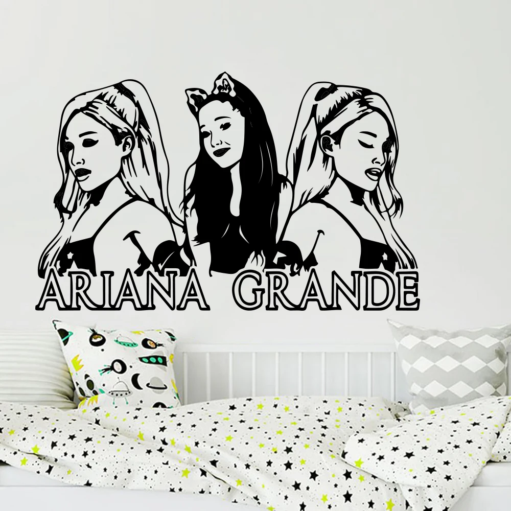 Large Ariana Grande Music Wall Sticker Sexy Girl Room Music Super Star Wall Decal Bedroom Fans Vinyl Home Decor M155