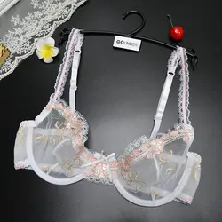 YBCG Floral Sexy Bra See Through Ultra Thin Lace Lingerie Mesh Hollow Transparent Bras For Women Plus Size Women's Underwear