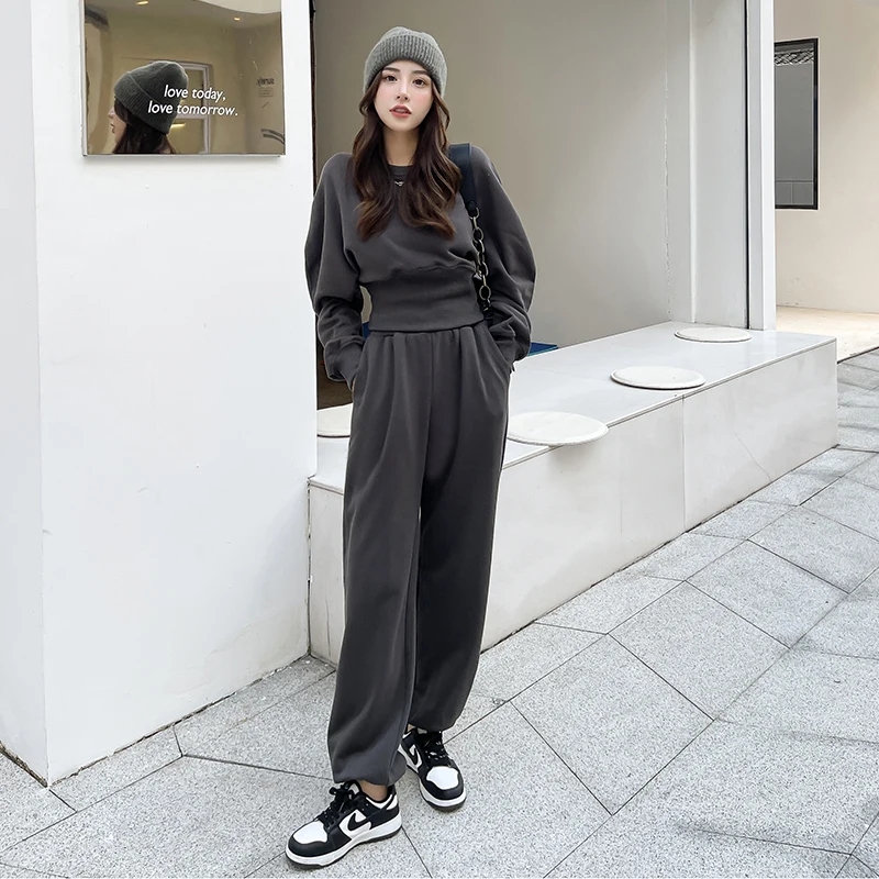 

Tracksuit 2 Piece Set Suits Autumn Winter For Women Long Sleeve Sweatshirt Top And Casual Sports Trousers Outwear Pantsuits