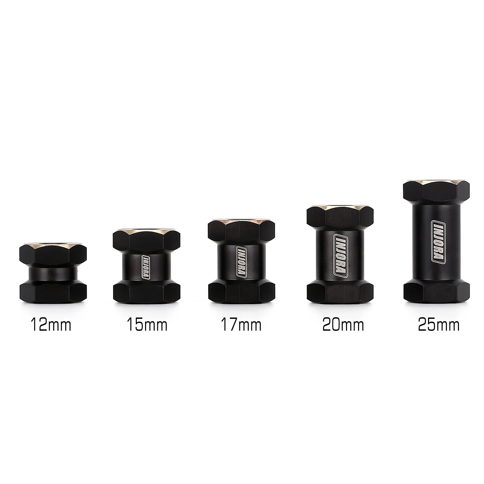 INJORA Schwerbeschichtetes Messing 12MM Rad-Sechskant 12/15MM Verlängerter Adapter für 1/10 RC Crawler Auto Axial SCX10 90046 – Detail 2