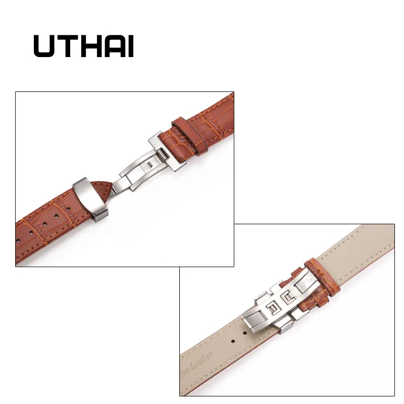 UTHAI B06 Smart Watch Band for Men Women Leather Strap Bracelet 18 20 22mm Foldable Clasp Wristband Watch Accessories Wristbands