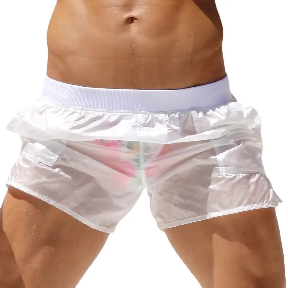 ALSOTO-pantalones cortos informales para Hombre, Bermudas totalmente transparentes, Sexy, Maillot De Bain