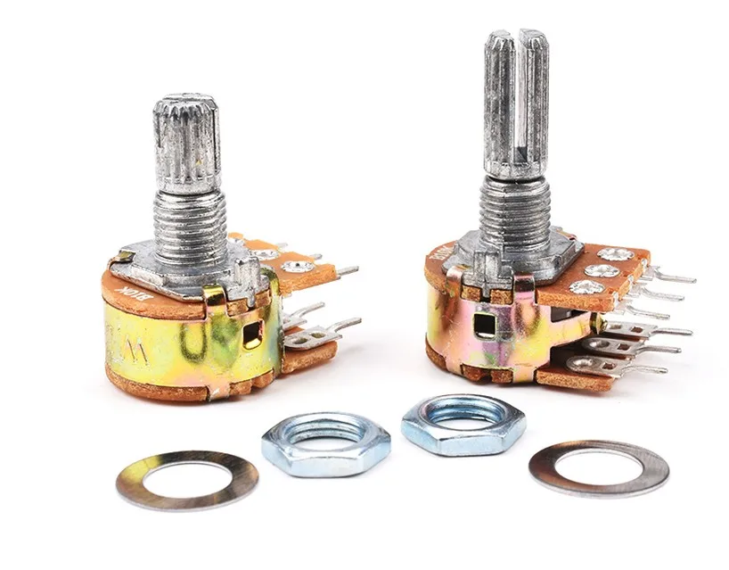 2Pcs WH148 1K 2K 5K 10K 20K 50K 100K 500K Shaft Amplifier Dual Stereo Potentiometer B1K B2K B5K B10K B20K B50K B500K 6Pin 15mm