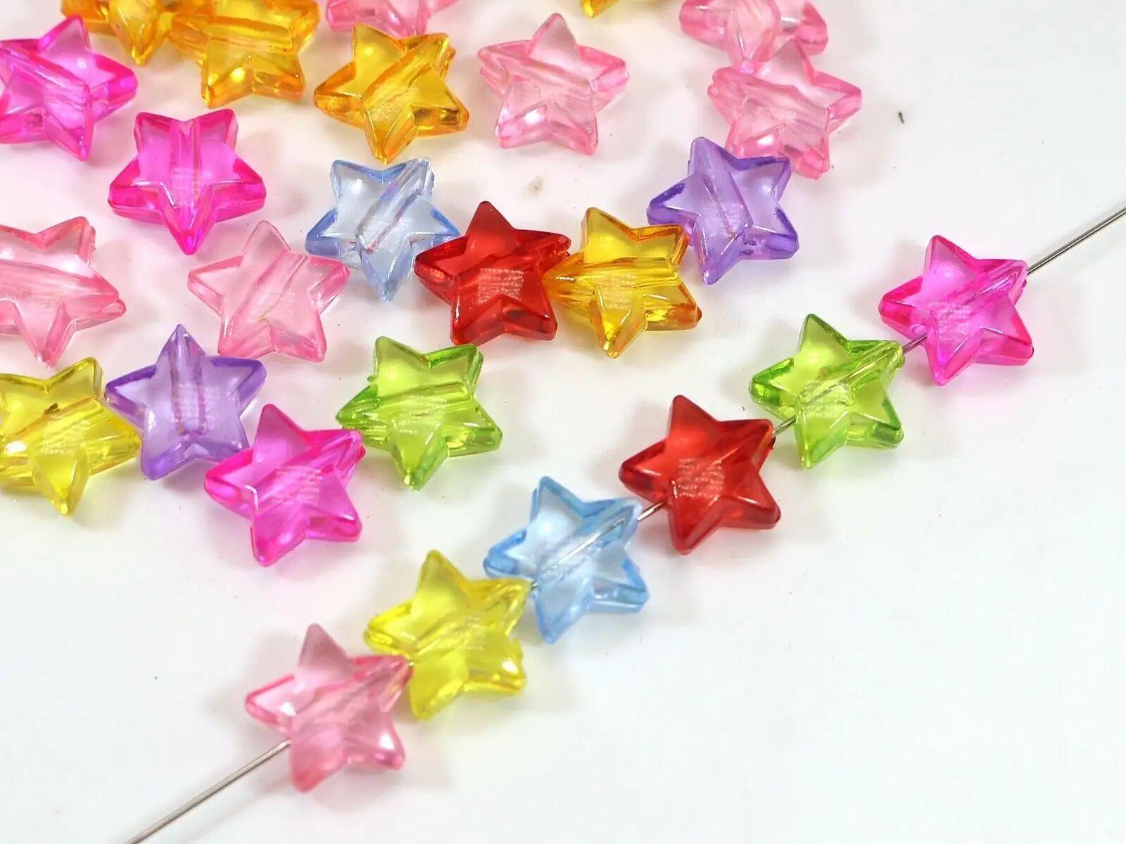 200 Mixed Colour Transparent Acrylic Star Charm Beads 11mm  Jewelry Making