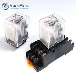 HH53P MY3N Intermediate Relay Coil DC12V/24V AC110V/220V/380V 5A 11pins 3NO3NC Micro Electromagnetic Relay LED Lamp VaneAims