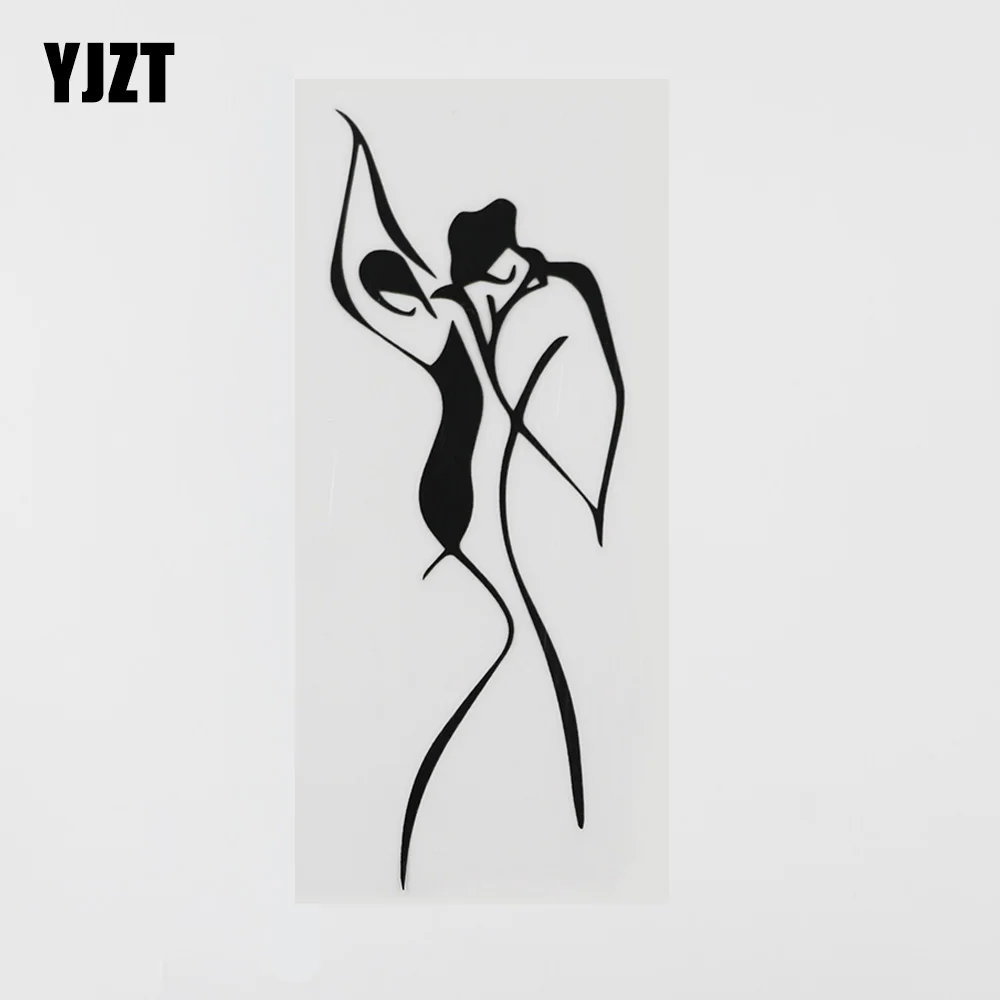 YJZT 6.8CMX18.1CM Woman Man Love Dance Beauty Vinyl Car Sticker Black/Silver 8A-0901