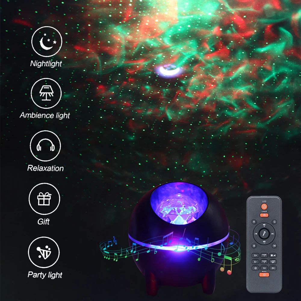 USB LED Night Light Projector Galaxy Lamp Moon Music Starry Water Aurora LED Projector Light Bluetooth-compatible For Home Decor