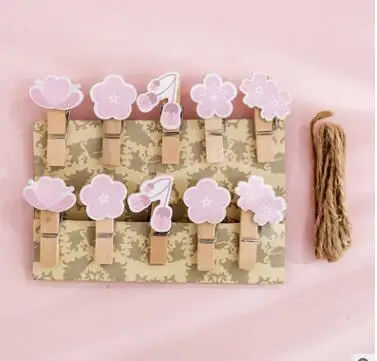 10pcs/set Mini Cute Sakura Wooden Clip Memo Paper Clips DIY  Photo Decorate Stationery Supplies (ss-033)