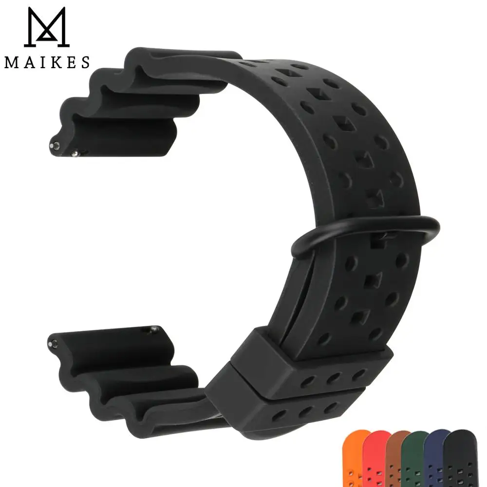 

MAIKES Высокое качество 20 мм резиновые Ремешки для наручных часов Quick Release спортивные часы Универсальный силиконовый резиновый ремешок для часов 6 цветов