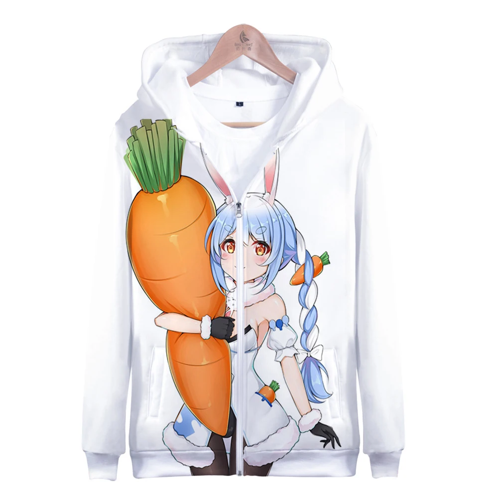 

HOLOLIVE VTuber Usada Pekora 3D printing autumn and winter Holiday passionate style Men/Women casual Kawaii Zip hooded