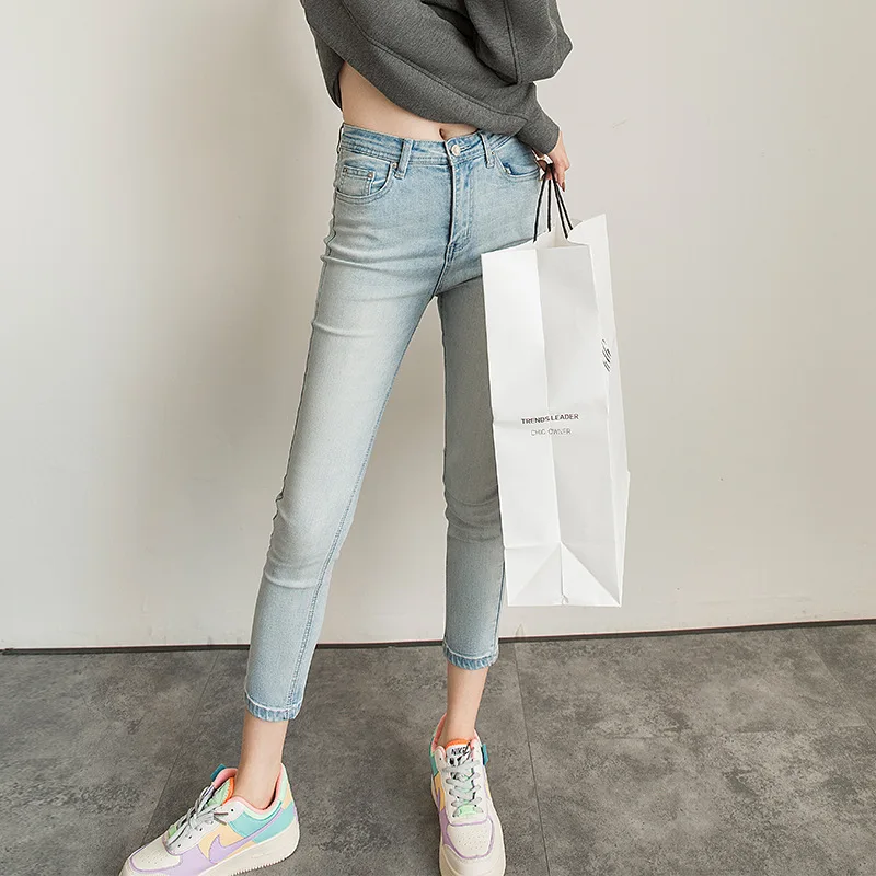 Mùa Hè 2021 Trung Mới Nổi Lên Slim Crop Quần Jean