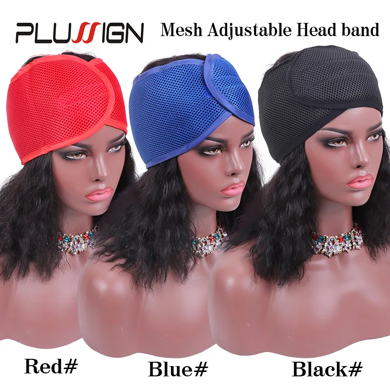 Thick Mesh Wrap With Velcro Closure Adjustable Cool Mesh Fabric Wide Headband For Wigs Big Hole Edge Band For Hair Extension 1pc