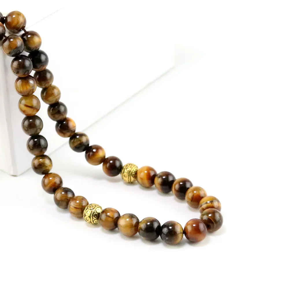 10mm Tiger Eye Stone Tasbih Tassel pendant 33/99 Prayer Beads Islamic Muslim Tasbih Allah Mohammed Rosary for women men