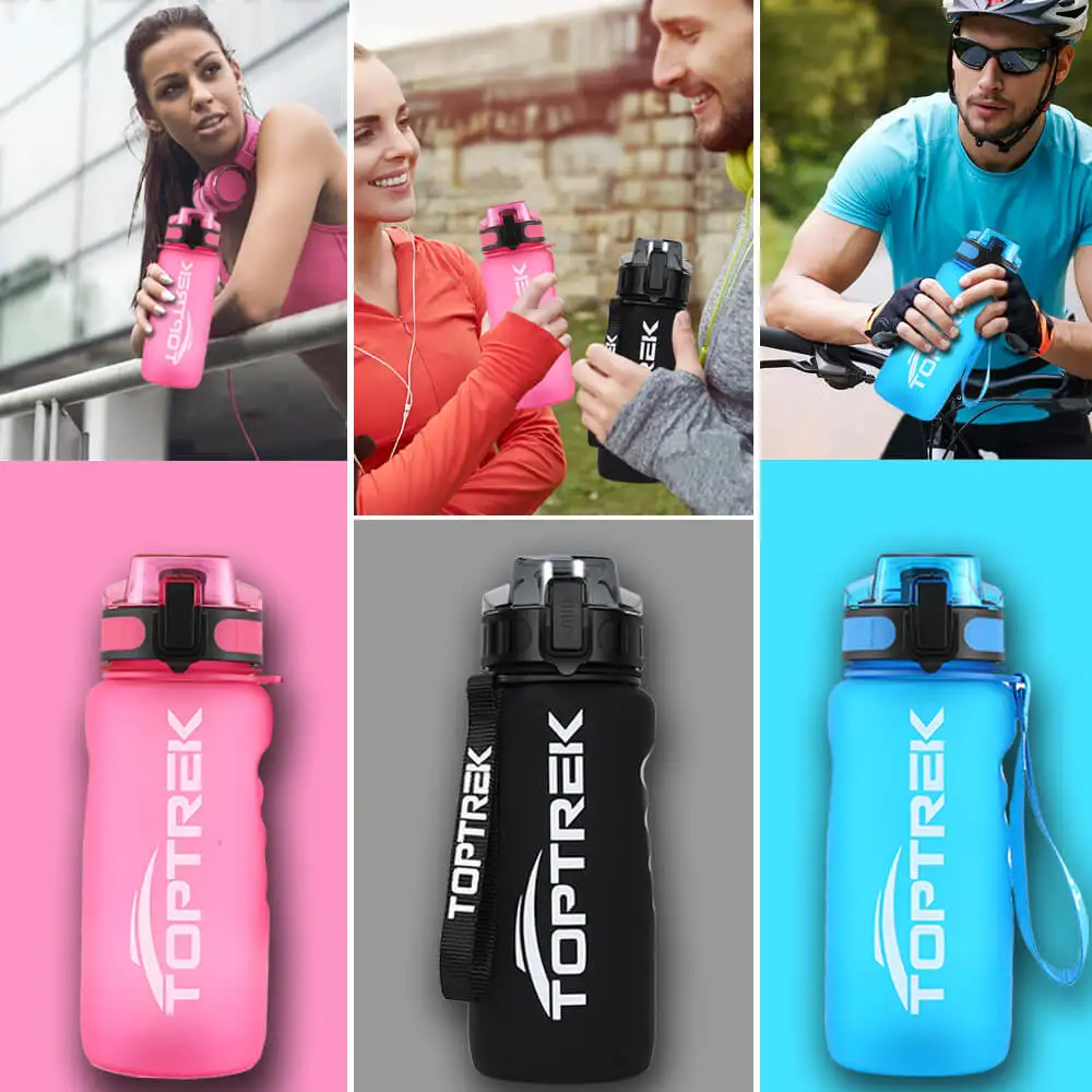 Toptrek Sport Water Bottle 650ML/1000ML BPA Free Drinkware Outdoor Drinking Waterbottle Protein Shaker Leak-Proof My Drink Bottl